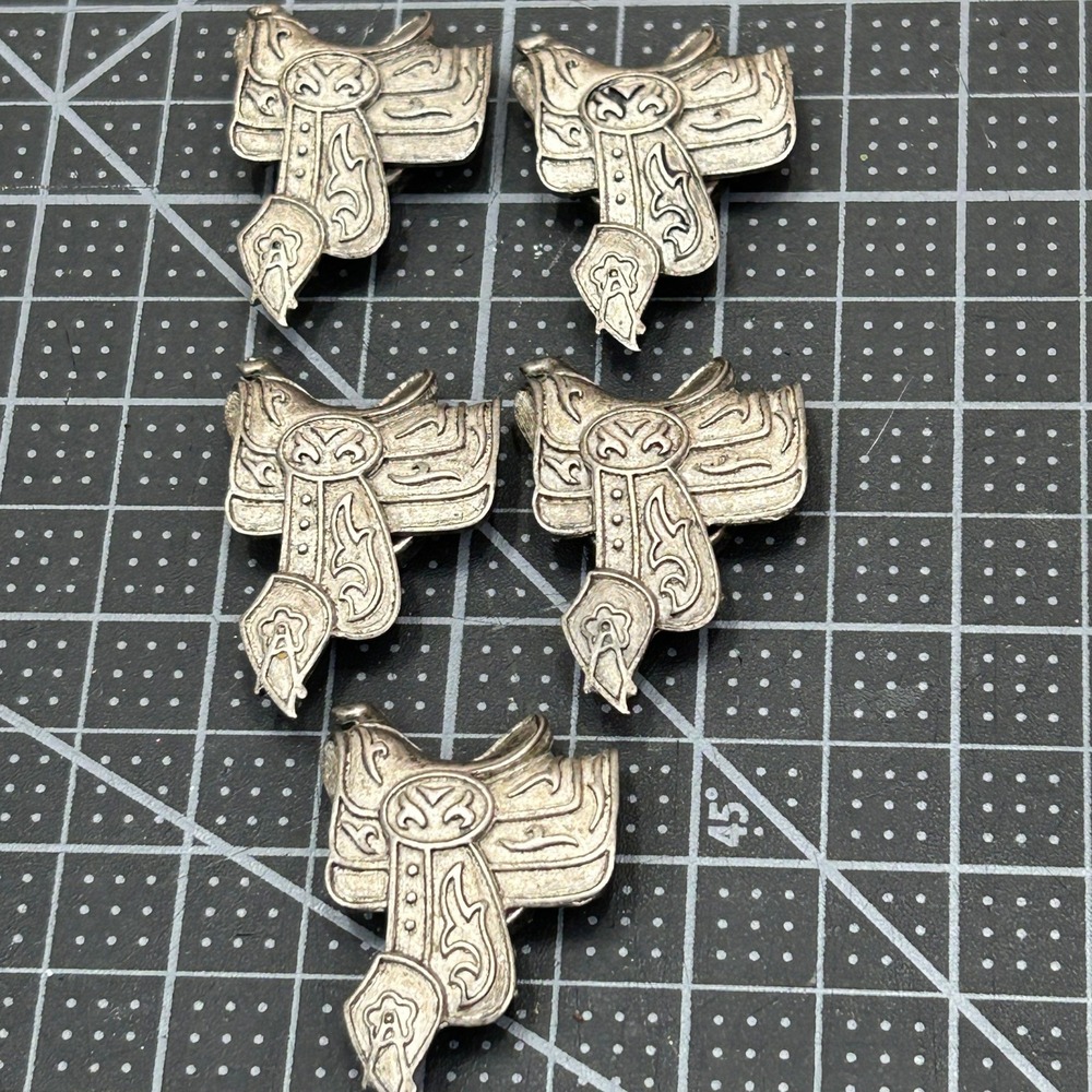 Set of 5 Vintage Silver-Tone Western Horse Saddle Conchos‎ Button Covers